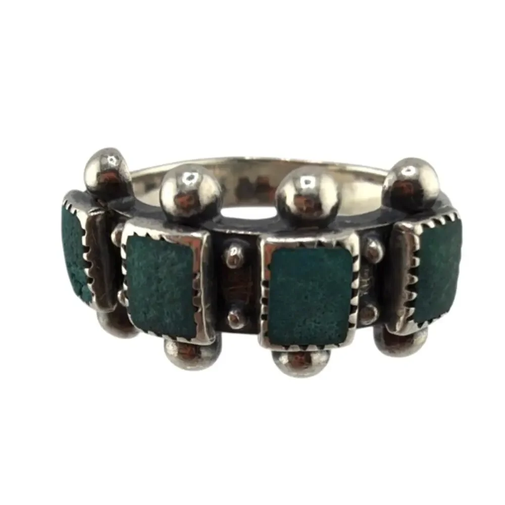 Vintage Zuni Southwestern Sterling Silver Turquoise Ring 5.5